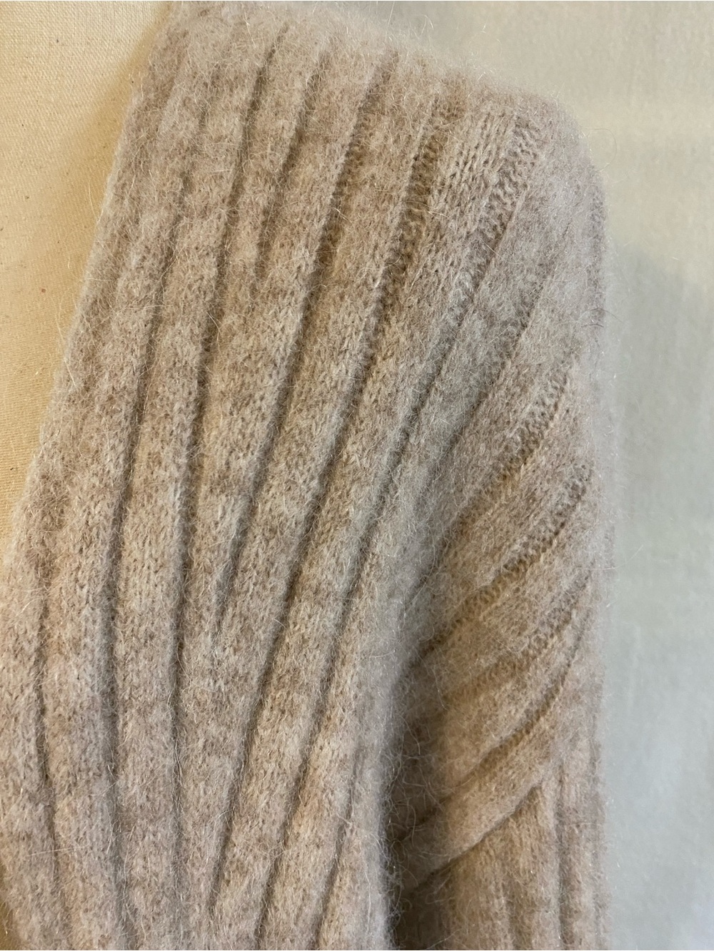 Lululemon heathered crepe tan Alpaca Wool-Blend Shawl-Collar cardigan - Picture 7 of 9